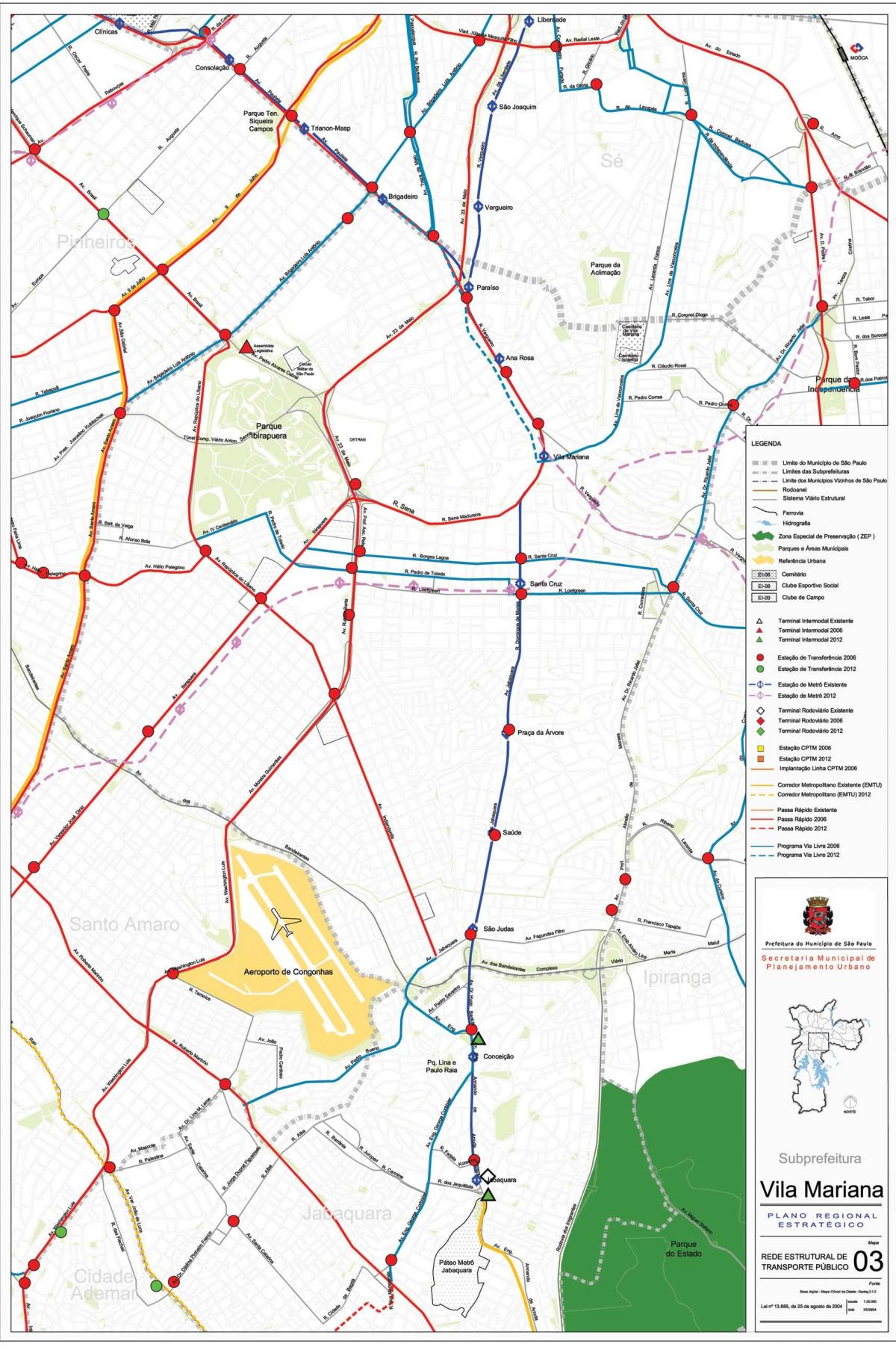 Bản đồ của Vila Mariana São Paulo - Công vận chuyển