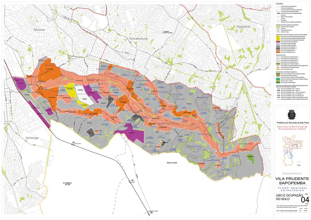 Bản đồ của Vila Prudente São Paulo - Nghề nghiệp của đất