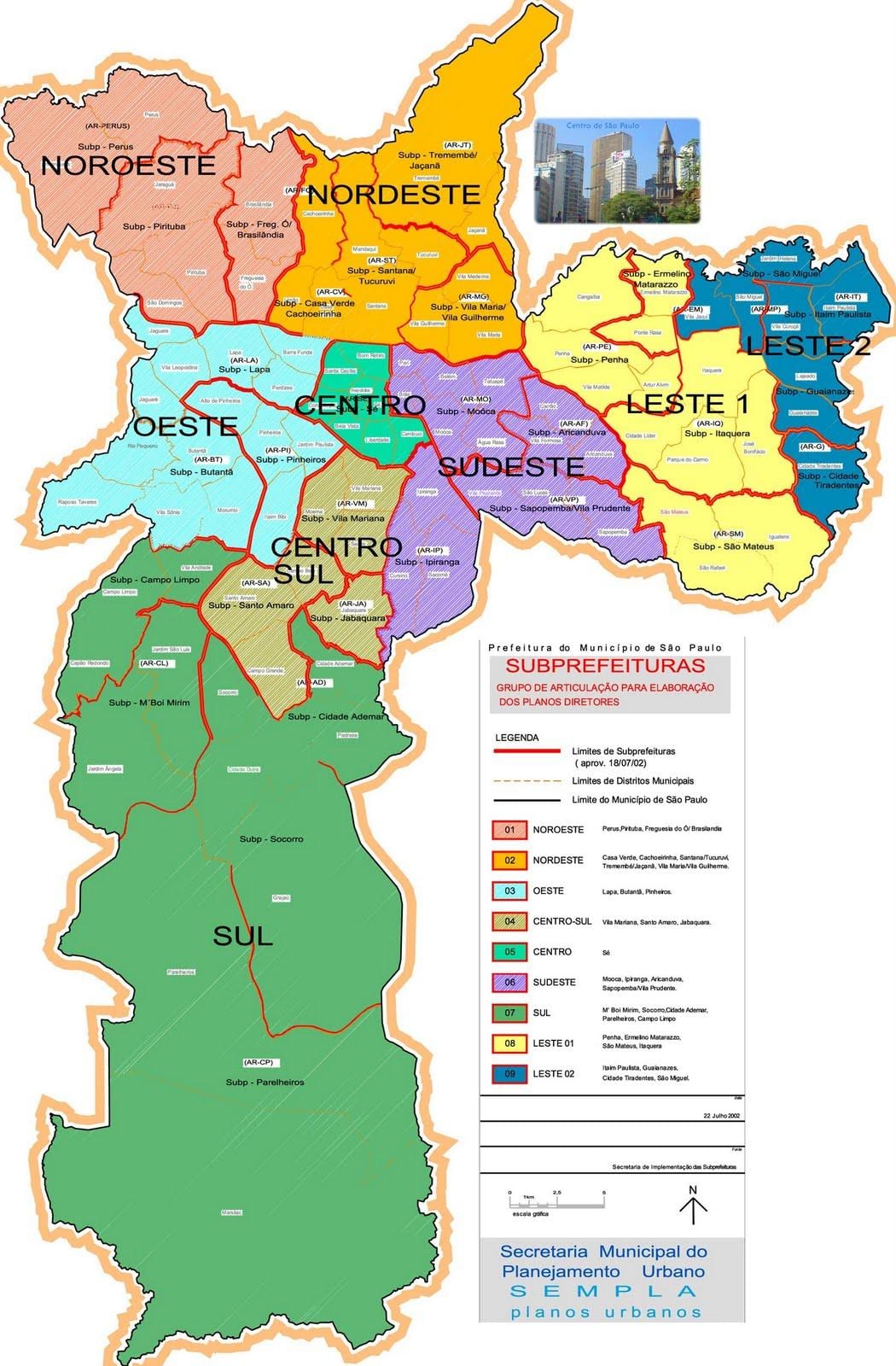 Bản đồ của zonas São Paulo