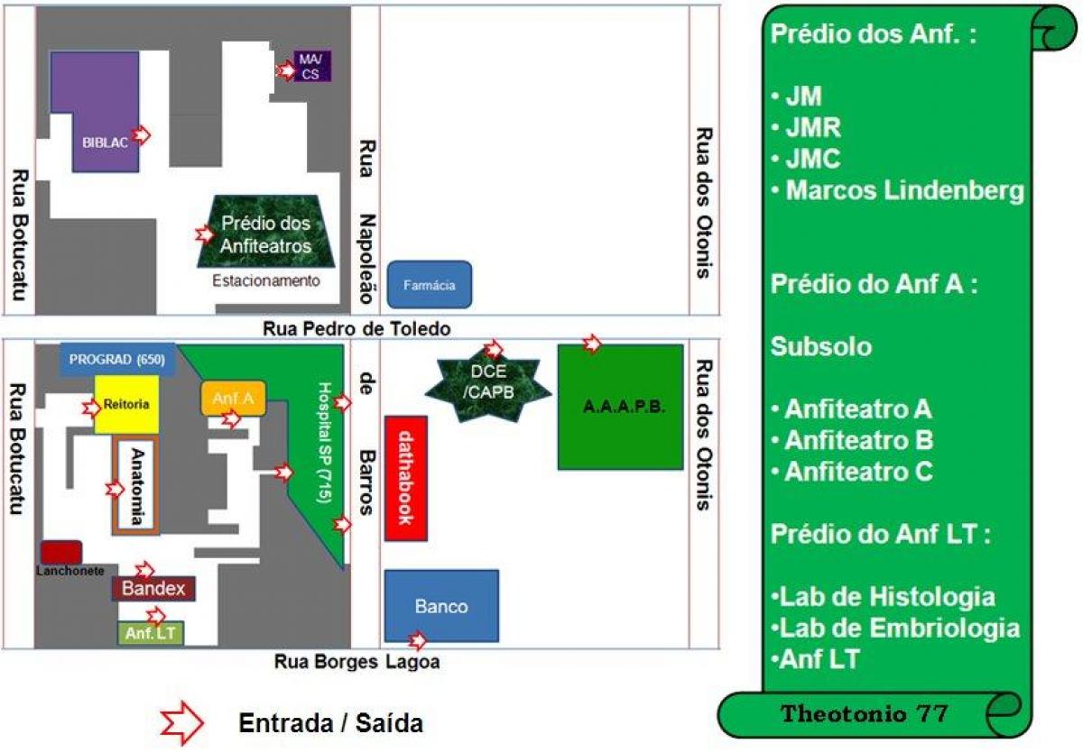 Bản đồ của đại học liên bang São Paulo - UNIFESP