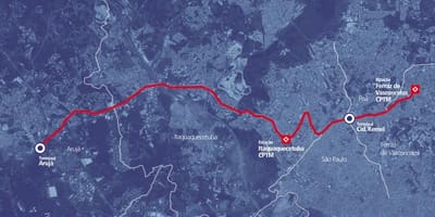 Bản đồ của corredor NHẬT metropolitano Perimetral Alto Tietê