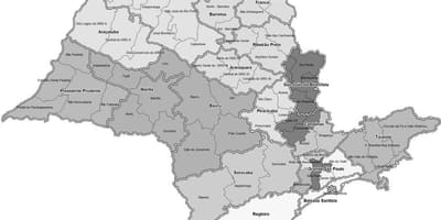 Bản đồ của São Paulo, da đen và trắng