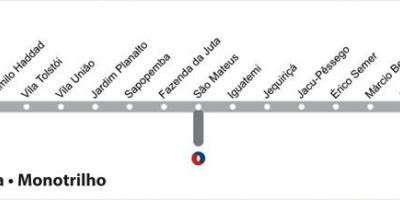 Bản đồ của São Paulo metro - Đường dây 15 - Bạc