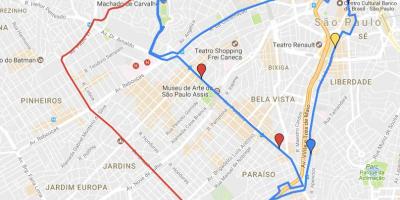Bản đồ của tròn lịch São Paulo - Đường